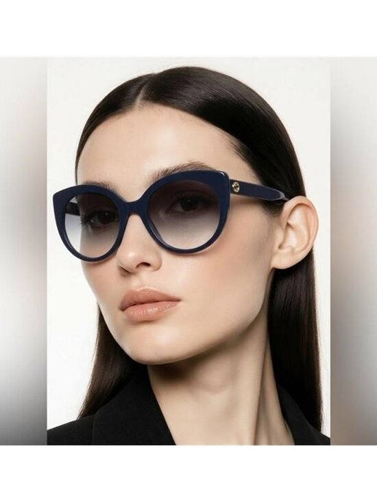 New Authentic Gucci GG0325s 008  Blue Round Oversized Women\'s Sunglasses main image 9